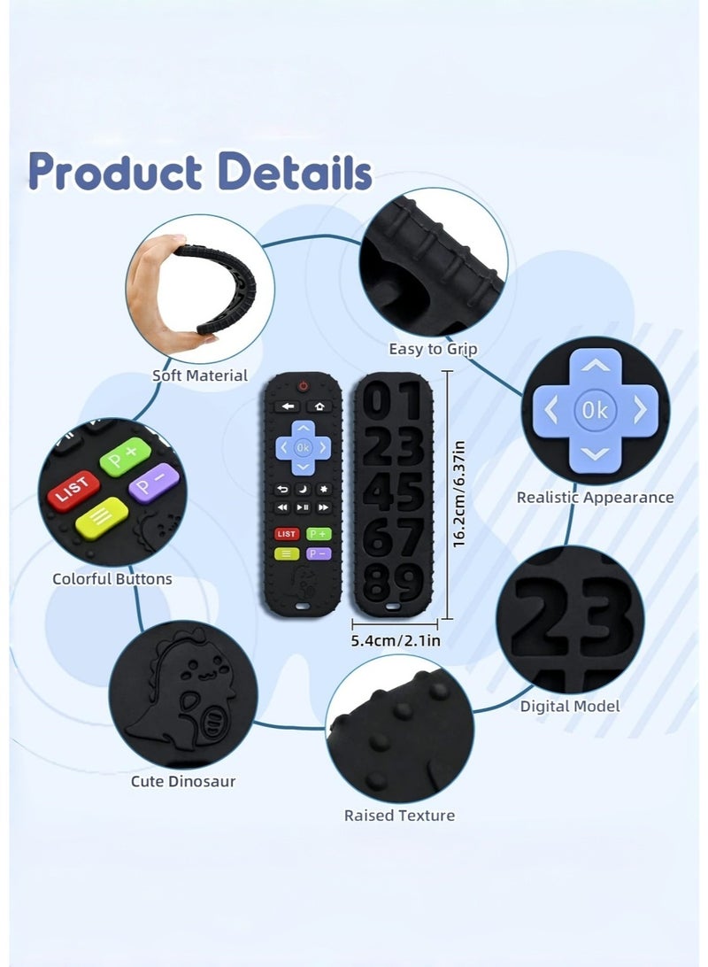 JoyousSto Teething Relief Teethers Toys for Babies 3-12 Months Gifts, Food Grade Silicone Sensory Baby Remote Control Teether Bath Toy for Newborn Infant Boy Girl, Black - Image 3